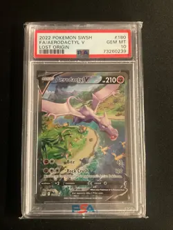 Pokemon Aerodactyl V Lost Origin Full Alt Art #180 PSA 10 Gem Mint - Image 1