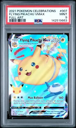 2021 POKEMON CELEBRATIONS #007 FULL ART/FLYING PIKACHU VMAX PSA 9 - Image 1