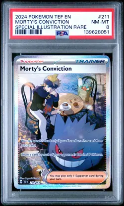 Morty's Conviction 211/162 Special Illustration Rare Pokemon PSA 8 *051 - Image 1