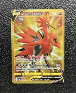Pokemon TCG - Galarian Zapdos V 182/172 - Gold Secret Rare - Brilliant Stars *NM - Image 1