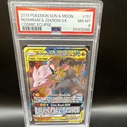 Pokemon Reshiram & Zekrom GX 157/236 Cosmic Eclipse Holo Ultra Rare PSA 8 - Image 1