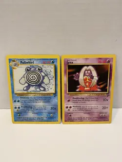 Pokemon Cards Base Set 2 Bundle Lot Poliwhirl Jynx Pokemon Cards - Image 1