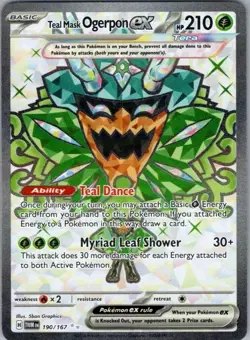 Pokemon Card Teal Mask Ogerpon EX 190/167 Twilight Masquerade - Near Mint - Image 1