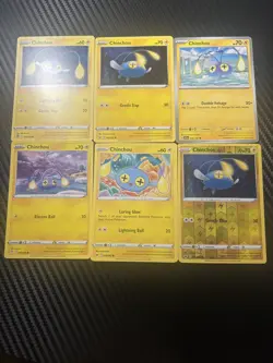 Chinchou Pokemon Card Collection Set of 6 English Cards Reverse Holo Lightning - Image 1