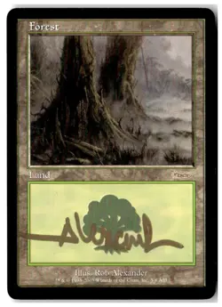 MTG Forest (2003) - Arena Promos Gold Signed Moderately Played English - Image 1