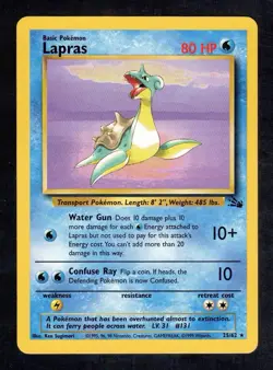 Pokemon TCG Lapras Fossil Unlimited Rare Regular 25/62 WOTC English - Image 1