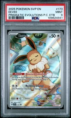 EEVEE POKEMON CENTER STAMP 2025 POKEMON SVP EN-SV BLACK STAR PROMO #173 PE PSA 9 - Image 1