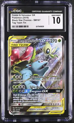 CGC 10 GEM MINT Celebi & Venusaur GX Black Star Promo SM167 Tag Team Pokemon - Image 1