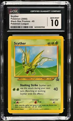 CGC 10 - Scyther 45/53 WOTC Black Star Promo - Pokemon League - Image 1