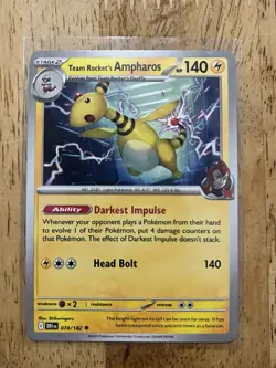 Pokemon TCG Team Rockets Ampharos 074/182 Reverse Holo & No Halo Destined Rivals - Image 4