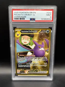 Pokemon Destined Rivals TEAM ROCKET'S CROBAT EX 242/182 Hyper Rare MINT PSA 9 - Image 1