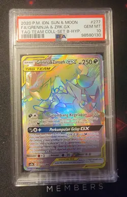 2020 POKEMON IDN SUN & MOON GX TAG TEAM COLL SET B GRENINJA & ZOROARK GX PSA 10 - Image 1