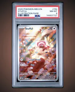 2025 POKEMON MEG EN-MEGA EVOLUTION ILLUSTRATION RARE #154 STUFFUL PSA 8 - Image 1