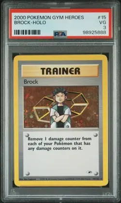 PSA 3 VG Brock Holo Swirl Gym Heroes Vintage English Pokemon TCG 15/132 - Image 2