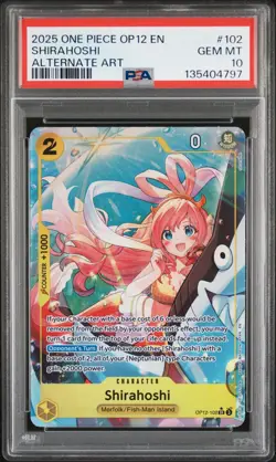 2025 ONE PIECE OP12-LEGACY OF THE MASTER #102 SHIRAHOSHI ALTERNATE ART PSA 10 - Image 1