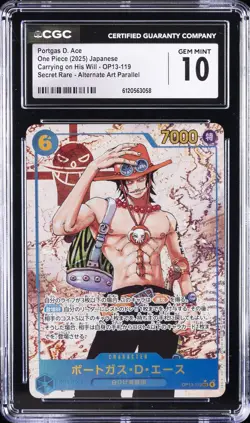 2025 ONE PIECE JPN #OP13-119 PORTGAS D. ACE CGC 10 GEM MINT - Image 1