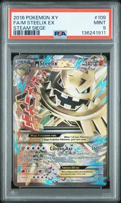 2016 POKEMON XY STEAM SIEGE #109 FULL ART/M STEELIX EX PSA 9 - Image 1