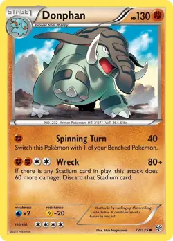 Donphan - 72/135 - Pokemon Plasma Storm Black White Non-Holo Card LP - Image 1