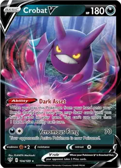 Crobat V - 104/189 - Pokemon Darkness Ablaze Sword & Shield Ultra Rare Card NM - Image 1