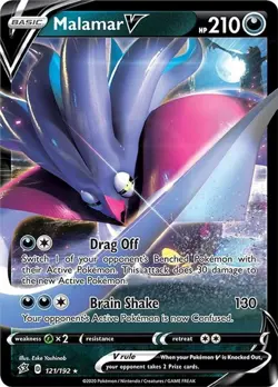 Malamar V - 121/192 - Pokemon Rebel Clash Sword & Shield Ultra Rare Card NM - Image 1