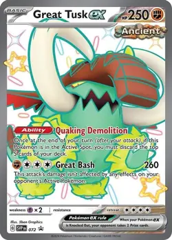 Great Tusk ex - SVP072 - Pokemon Scarlet & Violet Promo Ultra Rare Holo Card NM - Image 1