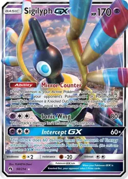 Sigilyph GX - 98/214 - Pokemon Lost Thunder Sun & Moon Ultra Rare Card NM - Image 1