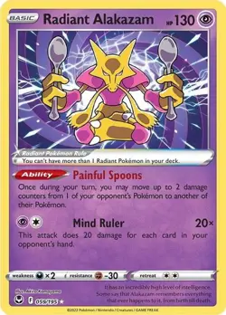 Radiant Alakazam - 059/195 - Pokemon Silver Tempest Radiant Rare Card NM - Image 1
