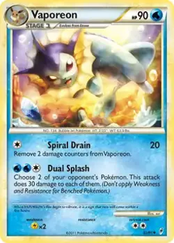 Vaporeon - 52/95 - Pokemon Call of Legends Non-Holo Card LP - Image 1