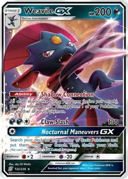 Weavile GX - 132/236 - Pokemon Unified Minds Sun & Moon Ultra Rare Card NM - Image 1