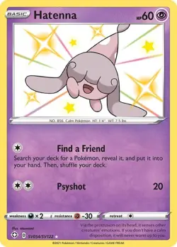 Hatenna - SV054/SV122 - Pokemon Shining Fates Sword Shield Shiny Rare Card NM - Image 1