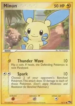 Minun - 12/17 - Pokemon Pop Series 1 Non-Holo Card NM - Image 1