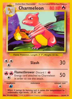 Charmeleon - 24/102 - Pokemon Base Set Unlimited Card WOTC LP - Image 1