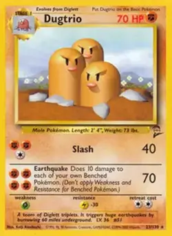 Dugtrio - 23/130 - Pokemon Base Set 2 Rare Card WOTC LP - Image 1