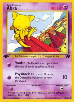 Abra - 49/82 - Pokemon Team Rocket 1st Edition Card NM - Image 1