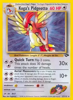 Koga's Pidgeotto - 27/132 - Pokemon Gym Challenge Unlimited Rare Card WOTC HP - Image 1