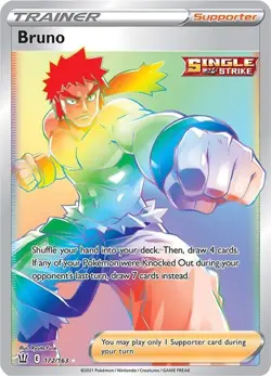 Bruno - 172/163 - Pokemon Battle Styles Sword & Shield Secret Rare Card NM - Image 1
