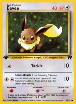 Eevee - 55/82 - Pokemon Team Rocket 1st Edition Card MP - Image 1