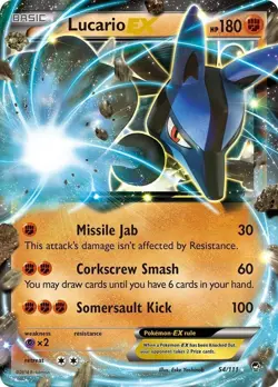 Lucario EX - 54/111 - Pokemon Furious Fists XY Ultra Rare Card LP - Image 1
