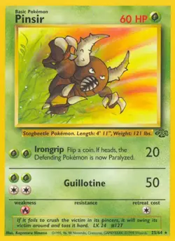 Pinsir - 25/64 - Pokemon Jungle Unlimited Rare Card WOTC LP - Image 1
