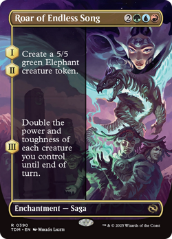 x1 Roar of Endless Song TDM Tarkir Dragonstorm MTG 390 BORDERLESS FULL ART 1x - Image 1
