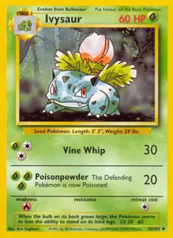 Ivysaur - 30/102 - Pokemon Base Set Unlimited Card WOTC HP - Image 1