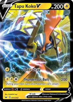 Tapu Koko V - 072/202 - Pokemon Sword & Shield Base Set Ultra Rare Card NM - Image 1