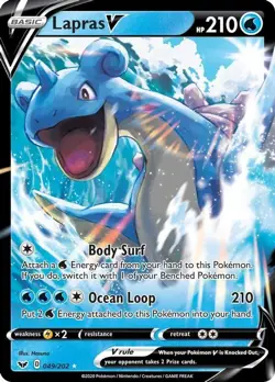 Lapras V - 049/202 - Pokemon Sword & Shield Base Set Ultra Rare Card NM - Image 1