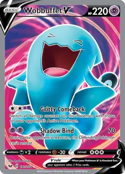 Wobbuffet V - 191/202 - Pokemon Sword & Shield Base Set Full Art Rare Card NM - Image 1