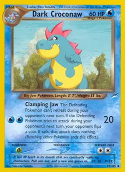 Dark Croconaw - 32/105 - Pokemon Neo Destiny Unlimited Card WOTC NM - Image 1