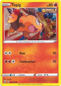 Tepig - 023/163 - Pokemon Battle Styles Sword & Shield Cosmos Holo Rare Card NM - Image 1