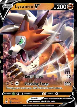Lycanroc V - 091/203 - Pokemon Evolving Skies Sword & Shield Ultra Rare Card NM - Image 1