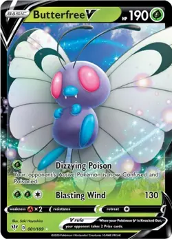 Butterfree V - 001/189 - Pokemon Darkness Ablaze Sword Shield Ultra Rare Card NM - Image 1
