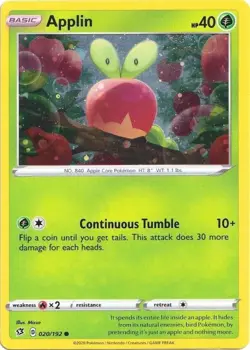 Applin - 020/192 - Pokemon Rebel Clash Sword & Shield Cosmos Holo Card NM - Image 1