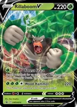 Rillaboom V - SWSH014 - Pokemon Sword & Shield Promo Ultra Rare Holo Card NM - Image 1